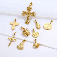 Collier tendance en acier inoxydable avec pendentif ours, serpent, croix religieuse, Vierge Marie et coquillage perlé 18K, bijoux pour femmes et hommes