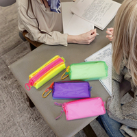 Trousse à crayons imperméable en PVC réutilisable avec grande fermeture éclair, élégante et simple, pour étudiants, pour organiser les fournitures scolaires
