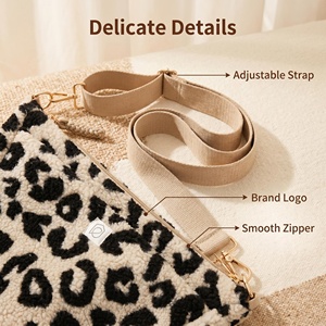 New Design Fuzzy Lamb Fleece Leopard Print Crescent Crossbody Bag Large Capacity Soft Fanny Pack with <b>Adjustable</b> <b>Strap</b> - Product Image 5