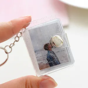 16 Sheets Snap Button Pocket Photo Album 1 Inch 2 Inch Pvc Cute Mini Photo Album Keychain Scrapbook Book Album