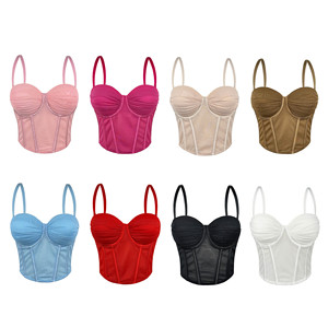 En stock Nouveauté 2026 Crop top à <span class=keywords><strong>bretelles</strong></span> pour femme, style streetwear sexy, coupe ajustée, avec <span class=keywords><strong>soutien</strong></span>-<span class=keywords><strong>gorge</strong></span> à baleines et plis en maille à baleines - Product Image 2