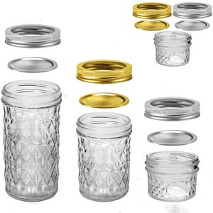 Bocaux Mason en verre borosilicate 16oz, 8oz, 2oz les plus vendus avec couvercle en aluminium et surface texturée pour le stockage transfrontalier de confiture et de miel 100ml - Product Image 4