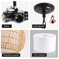 Luminaire suspendu de style farmhouse de 18 pouces avec hauteur réglable, luminaire suspendu en corde de jute tressée de style bohème (ampoule non incluse)