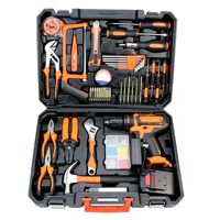 Ensemble de perceuse sans fil 21V, 48 pièces, kit d'outils électriques pour la maison, avec perceuse électrique et boîte à outils manuels pour la réparation et l'entretien domestique