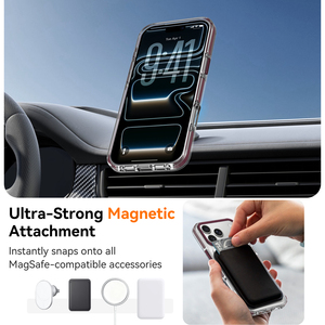 <span class=keywords><strong>Coque</strong></span> de protection antichoc transparente magnétique en métal cerise foncé de haute qualité avec cadre d'objectif pour iPhone 18 17 Pro Max - Product Image 2
