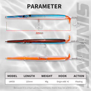 Hunthouse Nouveau Design Leurre Crayon à Aiguille 225mm 40g pour Pêche au Bar, Flottant, Type Whopper Plopper, Leurre Dur avec Hélice - Product Image 2