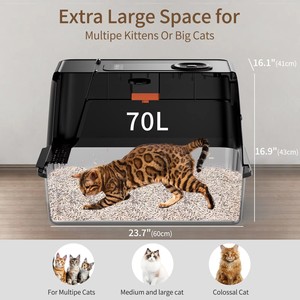 Großes, hochseitiges Katzen-Katzen toiletten gehäuse mit Kapuze Leicht zu reinigende Geruchs kontrolle mit Deckel-<span class=keywords><strong>Kitty</strong></span>-Katzen toiletten zubehör - Product Image 4