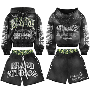 Lightweight Casual Outfit with Premium Stitching and Custom Design & Logo Best Quality Men Hoodie & Shorts Matching <b>Set</b> - Product Image 5