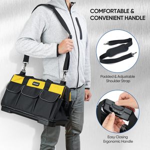 Muestra gratuita, precio de fábrica, bolsa organizadora de herramientas resistente, con 21 bolsillos, apertura superior manual, para electricistas de China - Product Image 6