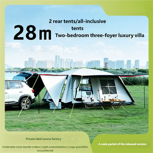 Tente de camping Gofun pour 10 personnes, en tissu Oxford noir, double couche, quatre saisons, deux chambres, trois vestibules, grande taille - Product Image 2