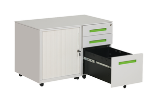 Bệ di động bằng thép có khóa, cửa cuốn và ba ngăn kéo - Product Image 3