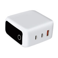 Pengisi Daya Cepat GaN Tiga Port OEM 140W dengan Layar Real-time, Pengisian Daya PD 3.0, Port USB Tipe-C untuk Ponsel, Tablet, Laptop, Colokan US Lipat