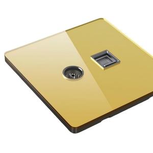 แผงกระจกคริสตัล แผงสัมผัส 10A ช่องเสียบทีวี + ช่องเสียบข้อมูล 2 ช่อง + ช่องเสียบคอมพิวเตอร์ - Product Image 1