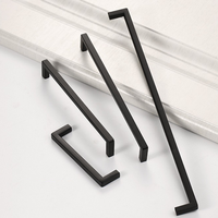 Poignées de meuble carrées modernes en aluminium noir mat, tirants longs minimalistes pour tiroirs, profilés de quincaillerie personnalisés pour armoires et meubles