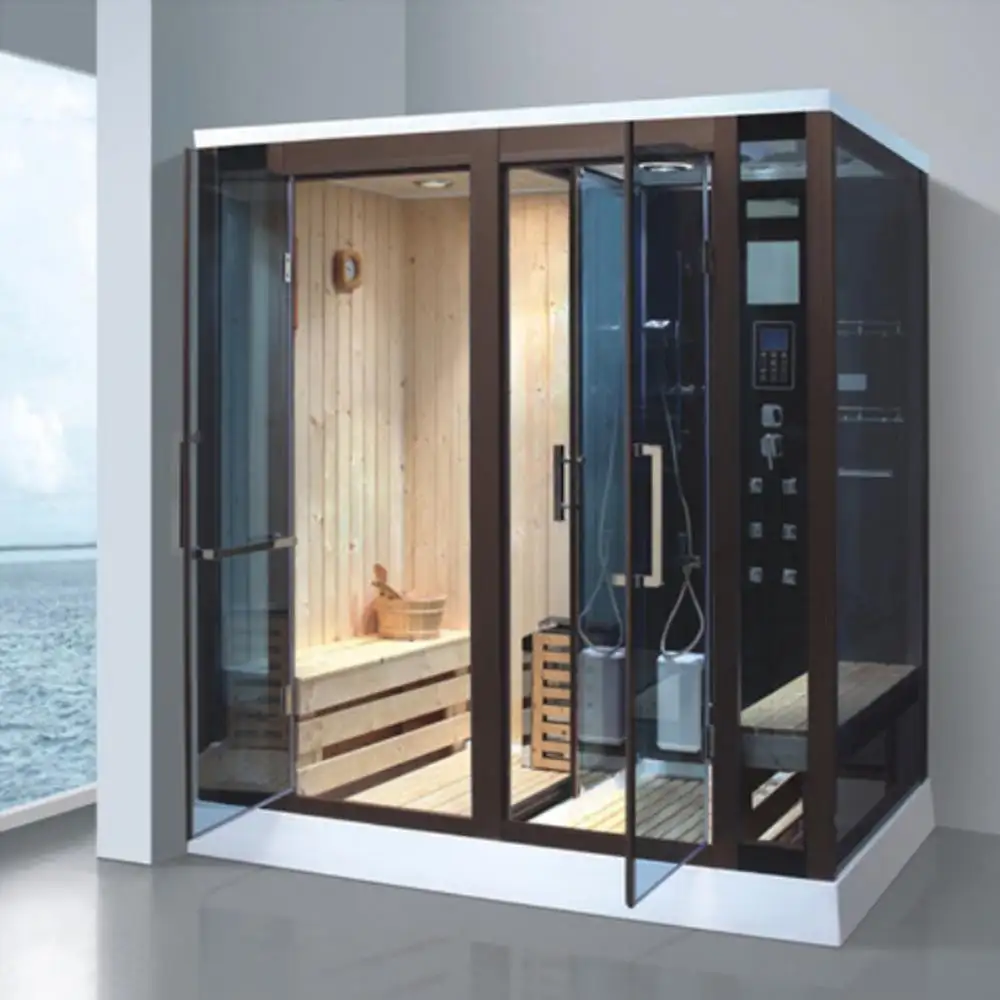 Ensemble de bain et douche à vapeur, mobilier traditionnel, mini cabine, salle de sauna, en bois, en promotion,