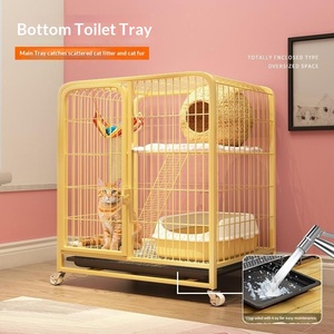 Cage à chat en métal robuste, pour usage domestique en intérieur, très grande, avec espace libre, pliable, toilettes intégrées, toutes saisons - Product Image 3