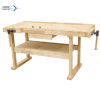 Table de travail en bois à double siège, bois de caoutchouc, bois massif, table de sculpture en bois DIY