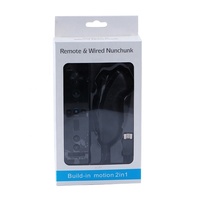Télécommande noire sans fil 2 en 1 avec Motion Plus intégré et contrôleur Nunchuk pour WII