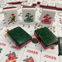 Set Mahjong Mewah Desain Naga Merah Hijau Berlapis, Permainan Keluarga, Hadiah, Eceran, Natal, Set Mahjong Amerika