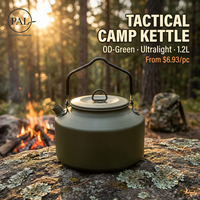 Bouilloire à eau pour le camping en plein air, en acier inoxydable 304, moderne, écologique, légère, durable, 1,2 litres, couleur vert militaire
