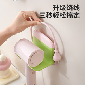 Dopamine Hair Dryer Holder Wall Mounted With Squeegee No Drilling <b>Bathroom</b> Storage - Product Image 2
