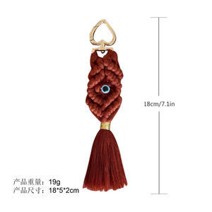 <span class=keywords><strong>Porte</strong></span>-clés <span class=keywords><strong>Macramé</strong></span> à Pompon Bleu, Œil Turc <span class=keywords><strong>Porte</strong></span>-Bonheur, pour Femmes et Hommes, Pendentif Bijou, Accessoire de Sac, Cadeau Fait Main - Product Image 6
