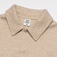 Sweat-shirt polo en tissu floral épais 320G pour homme, broderie tonale sur poitrine, luxe discret, coupe oversize, logo personnalisé OEM