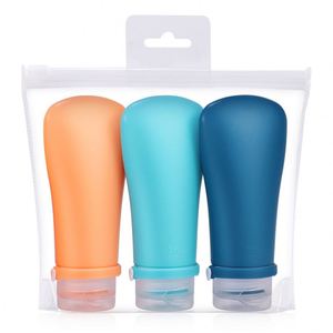 Empty Mini Reusable Squeeze Travel Toiletry Silicone Bottles Set 90ml Tsa Approved with Leakproof Caps for <b>Shampoo</b> - Product Image 1