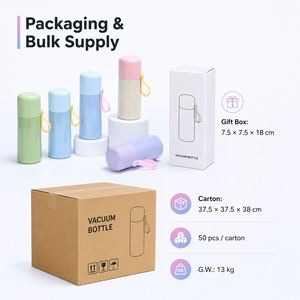 Bouteille isotherme en acier inoxydable à double paroi de 350 ml, thermos portable avec sangle de transport - Product Image 5