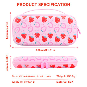 Nintendo <b>Switch</b> 2 Carrying <b>Case</b> EVA Hard Sided Strawberry Design Crossbody Bag With Shoulder Strap - Product Image 4