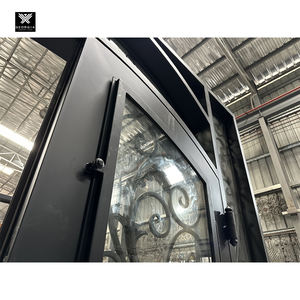 ประตูเหล็กหล่อพร้อมกระจกนิรภัยสำหรับวิลล่า<span class=keywords><strong>บ้าน</strong></span>ประตูเหล็กหล่อฝรั่งเศสแบบโค้งคิ้วสุดหรู - Product Image 5