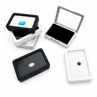 Boîte à Gemmes Personnalisée en Plastique Transparent avec Fenêtre, Étui de Présentation pour Diamants, Rubis, Émeraudes, Cadre Noir, Blanc, Argent, Support de Rangement pour Bijoux