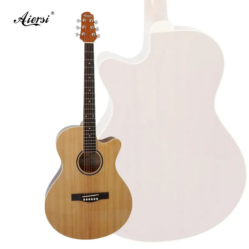 Aiersi supply Low price 40 Inch plywood guitar acoustic electric guitar withbest stings