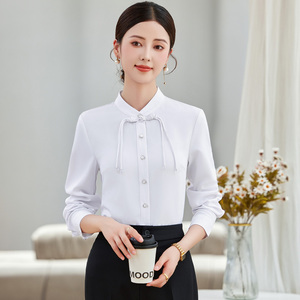 Hochwertige Einfarbige Arbeits- und Büro-Bluse für Damen, Formelles Business-Hemd für Vertrieb und Hotel -1 - Product Image 1
