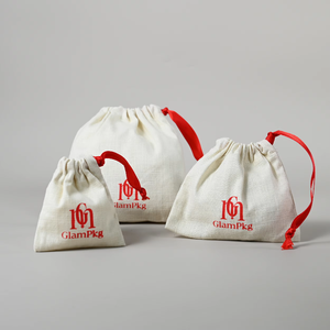 Glampkg Custom with Screen Print Logo OEM High Grade Jewelry Garment Shoes Gift Linen <b>Dust</b> <b>Bag</b> Drawstring <b>Bag</b> - Product Image 1