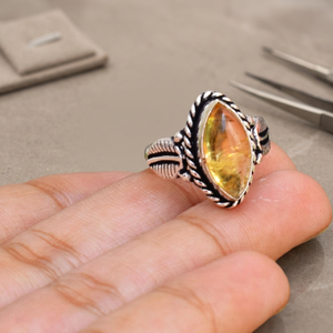 Trendy Modern Natural <b>Citrine</b> IGI Certified 925 Sterling Silver Handmade Wedding <b>Ring</b> Classic Design Bezel Setting Jewelry - Product Image 3