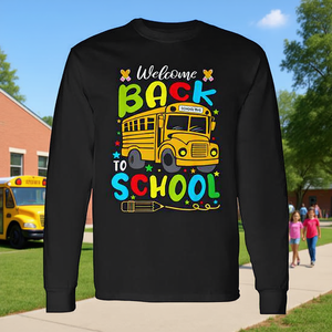 T-shirt à manches longues avec motif de bus scolaire pour professeurs et élèves, bienvenue à l'école - Product Image 3