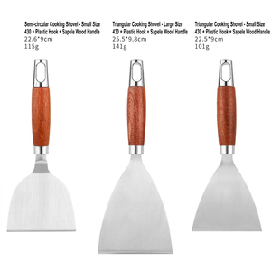 Ensemble de spatules à gâteau en acier inoxydable DSF76 avec manche en bois 22,6x9cm, outil de cuisine durable pour la maison, pelle à aliments, spatule, bêche - Product Image 2