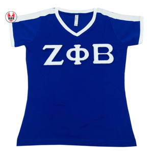 เสื้อยืดผ้าฝ้ายโพลีเอสเตอร์สำหรับผู้หญิงปักลาย zpb sorority ผ้าไหมซาตินปักลาย zpb - Product Image 5