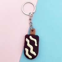 Llavero de PVC 3D con diseño de helado de dibujos animados, colgante de comida simulada multicolor para bolsos