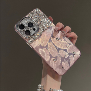 Glossy long lanh trường hợp điện thoại cho iPhone 16 15 14 13 12 11 lông mô hình kim cương ống kính phim điện thoại di động bìa cho iPhone 16 - Product Image 4