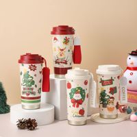 Tasse à café de voyage isotherme en acier inoxydable 304 de 500 ml avec lanière, réutilisable, portable, personnalisable avec logo