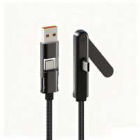 Câble de charge USB Type C avec support de téléphone invisible OEM ODM, charge rapide 240W, câble de données 2 en 1 pour le jeu, 1,5 m