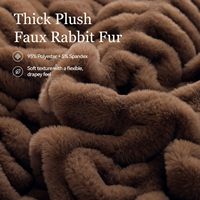 Plaid en fausse fourrure double face de luxe premium pour la décoration intérieure, certifié OEKO-Tex, effet fourrure de lapin plissée.