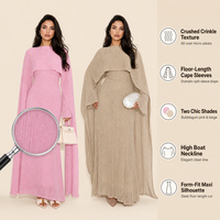 Abaya deux pièces à manches cape Nuosha OEM pour femmes musulmanes, robe longue maxi élégante pour les fêtes et les événements décontractés