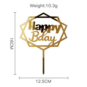 Decorazione per Torta '<span class=keywords><strong>Buon</strong></span> <span class=keywords><strong>Compleanno</strong></span> Papà' in Acrilico Dorato a Specchio, Segnaposto per Torta '<span class=keywords><strong>Buon</strong></span> <span class=keywords><strong>Compleanno</strong></span> Papà', Decorazioni Fai-da-Te per Dessert - Product Image 4