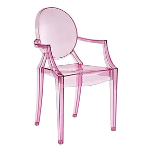 Lovely Armrest Pink Plastic Ghost Chair for Wedding and Event