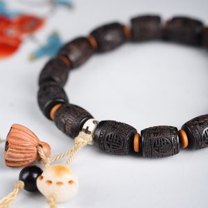 Perle de tambour en bois de santal noir petit trou chaîne de perles de bouddha gravées <span class=keywords><strong>Momofuku</strong></span> mode perles pour hommes et femmes - Product Image 2