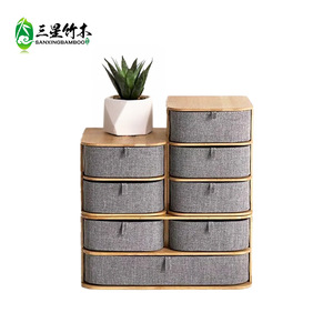 Desktop <b>storage</b> <b>box</b>, multi-functional, multi-compartment, <b>drawer</b>-style, bamboo cosmetic dustproof organizer <b>box</b>, <b>storage</b> <b>box</b> - Product Image 4