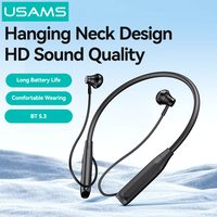 Headphone Bluetooth USAMS YQ24 Berkualitas Tinggi TWS BT5.3 Earphone Nirkabel Sejati In-Ear Headset Gantung Leher